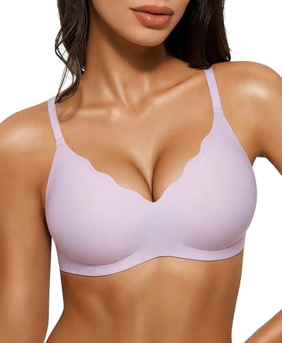 Popilush Wireless Bras for Women No Underwire Seamless Bralettes Everyday Comfort Tshirt Padded Bra Purple - Image 1