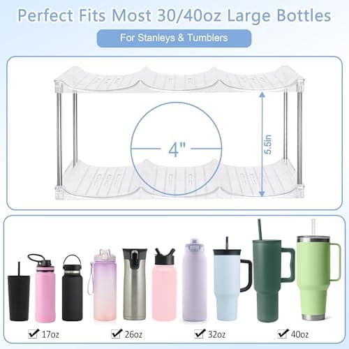 Water Bottle Organizer for Stanley 40oz Tumbler - Stackable Water Bottle Holder and Tumbler Organizer for Cabinet Kitchen Organization and Storage for Stanley Cup Holder, Cup Organizer Rack, 3 Pack - Thumbnail 2