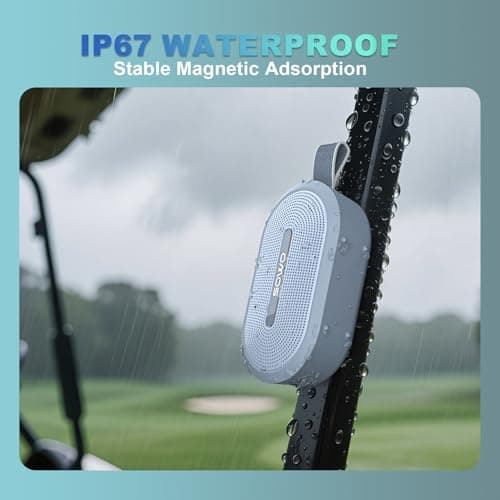 SOWO Wireless Portable Small Speaker, Ultra Magnetic Bluetooth Speaker for Golf Cart, Coverless IP67 Waterproof, 24 H Playtime, Pro Sound, Clip Hanging Design for Outdoor, Indoor - Blue - Thumbnail 4