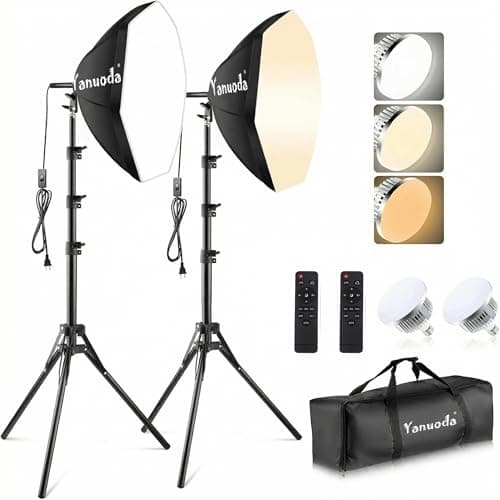 Yanuoda Softbox Lighting Kit 20"x20" with Remote Control, 2 Pack Photography Lighting Kit with Adjustable LED Light, 3000K-7500K Studio Lights for Product Photography, Live Streaming, Video Recording - Image 1