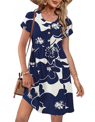 MOLERANI Summer Dresses for Women 2026 Casual Crew Neck Sundresses Short Sleeve Fashion Beach Vacation Dress with Pockets - Image 1