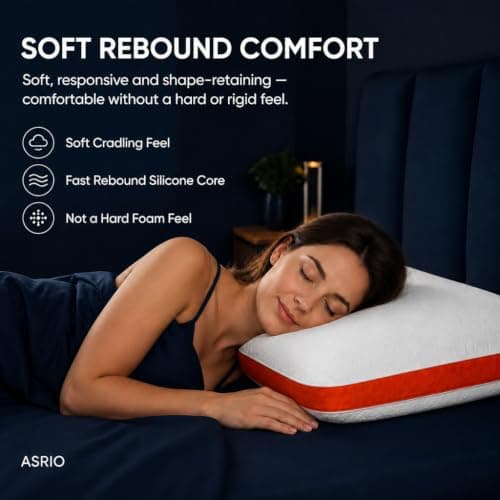 ASRIO 4D Silicone Grid Pillow: Cooling TPE Ergonomic Cervical Support for Neck Pressure Relief, Side & Back Sleepers, Washable (Queen (U.S. Standard), (Bread Pillow)) - Thumbnail 3