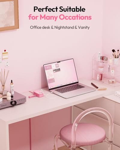 NTONPOWER GAN Ultra 65W Pink Fast Charging Station, Travel Power Strip with 3 Outlets 4 USB (2 USB C), Pink Extension Cord 4Ft, Kawaii Cute Accessories Compatible with MacBook, iPhone - Thumbnail 3