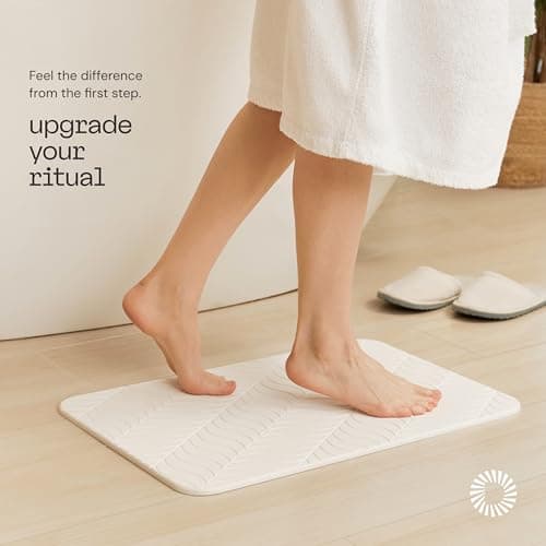 Deepstone Stone Bath Mat – Large Diatomaceous Earth Mat, Non-Slip Quick Dry and Super Absorbent Diatomite Mat for Bathroom and Shower, Easy to Clean Modern Bath Stone Mat, 24 x 16 in (White) - Thumbnail 5