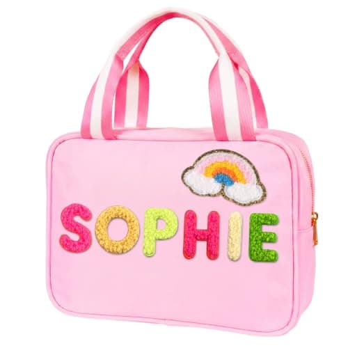 Individz Custom Insulated Lunch Bag Box for Girls Boys, Nylon Lunch Box with Name, Personalized Preppy Portable Lunch Boxes, Back to School Gifts for School Office Picnic Party Travel (Lunch-Pink) - Image 1