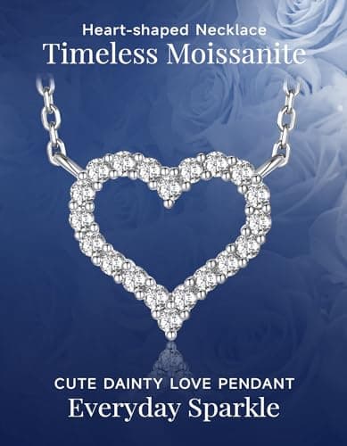 MomentWish Heart Necklace, Gifts for Birthday, 0.3CT Moissanite Love Necklace for Women, D Color VVS1 Moissanite 14K Gold Plated 925 Sterling Silver Necklace Anniversary Christmas Gift for Her - Thumbnail 4