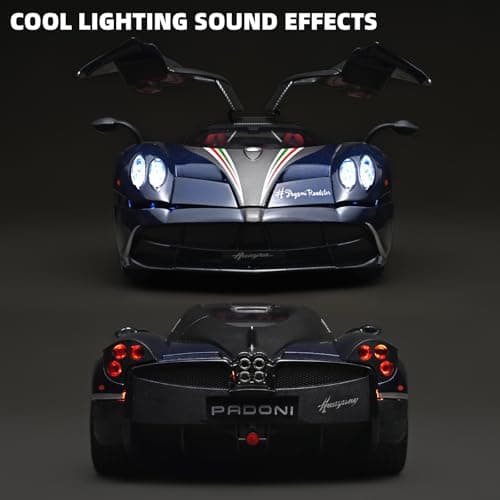 RZAPE Car Toys for Boys 1 18 Scale Diecast Cars Compatible for Pagani Huayra Dinastia Model Car Kits Collection,Metal Pull Back Cars with Light and Sound,Toy Cars for Boys Age 4-7（Blue） - Thumbnail 4