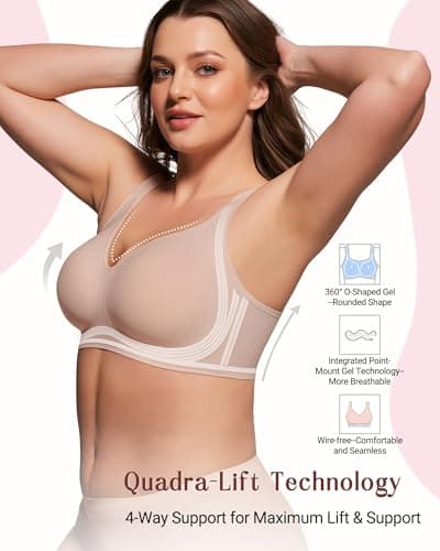 As Fairy Full Coverage Bras for Women No Underwire Supportive Wireless Bra Plus Size Comfort Bralette(Sand 40DD) - Thumbnail 2