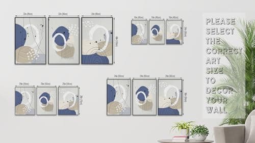 Large Framed Abstract Wall Art Canvas Prints Set of 3, Minimalist Geometric Painting Artwork, Neutral Line Art Gery Blue Beige Canvas Pictures for Living Room Bedroom Office Decor 16"x24"x3 - Thumbnail 6