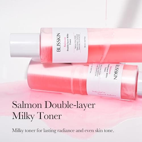 Salmon Double-Layer Milky Toner, Low-Irritation Double Layer Toner for Glass Glow Skin with Peptide, Even Skin Tone, Radiance, Hydration, 150ml - Thumbnail 2