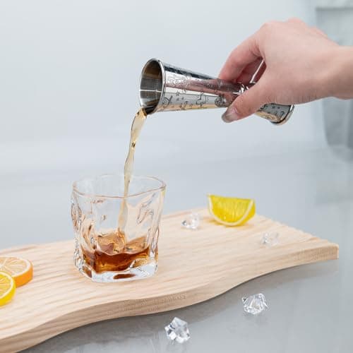 Jigger for Bartending, Cocktail Jigger 2 oz 1 oz with Measurements Inside, 304 Stainless Steel Jigger, bar Accessories, Cocktail Measuring Cup, Silver, Etched - Thumbnail 6