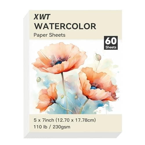 XWT 60 Sheets Watercolor Paper Bulk, 5x7in 110lb/230gsm, Cold Pressed Acid Free Natural White Textured Water Color Painting Art Supplies, Drawing Gift for Professional Adult Artists