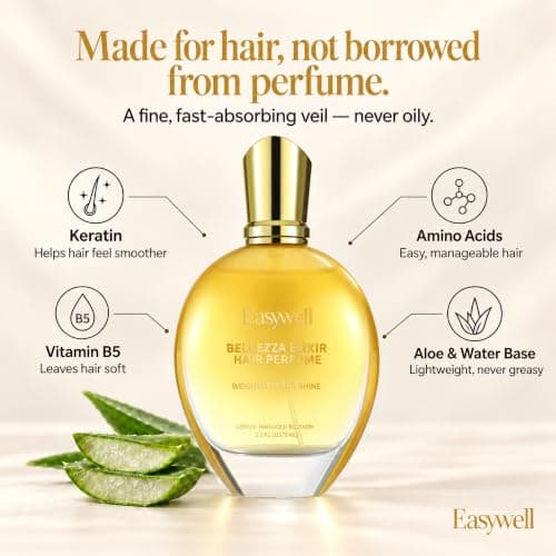 EASYWELL Hair Perfume for Women, Lightweight Fruity Floral Hair Mist Spray with Keratin, Vitamin B5 & Amino Acids, Nourishing Non-Greasy Formula, 75ml Glass Bottle - Thumbnail 5