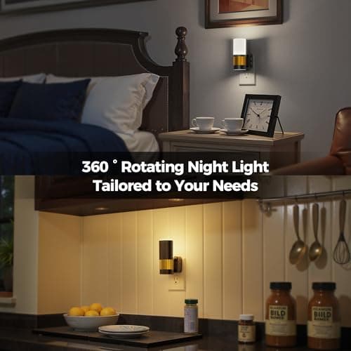 Briignite Night Lights Plug into Wall, 2 Pack Dimmable 3CCT Night Light for Kids, Amber/3000K/5000K Adjustable NightLights Plug in, 360° Rotation, Dusk to Dawn Sensor, Nightlight for Bedroom Hallway - Thumbnail 5