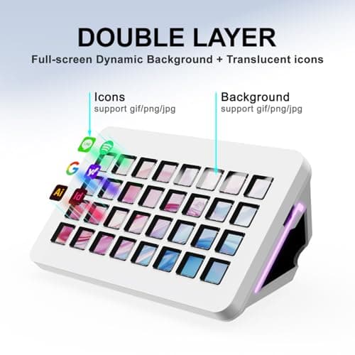 TreasLin/VSDinside Stream Dock XL Advanced Studio Controller, 32 Macro Keys, Trigger Actions in Apps and Software Like OBS, Twitch, YouTube and More, Works with Mac and PC, Stream Controller XL White - Thumbnail 2