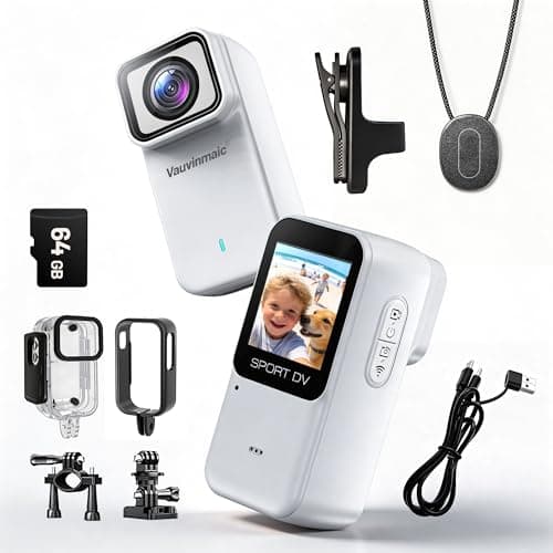 4K Body Camera with WiFi, POV Action Cam for Motorcycling Skiing Cycling Vlogging Sports, Magnetic Wearable Thumb Camera for Hands-Free Recording, Waterproof Portable Video Recorder, 64GB Card, White - Image 1