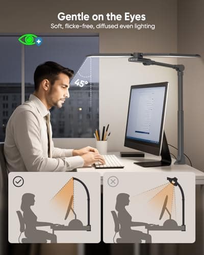 LED Desk Lamp with Clamp, 3600LM 448LEDs Ultra-Bright Architect Desk Light with Remote Control, Desk Light with Stepless Dimming and Stepless Color Temp, Memory Function for Study and Workbench, Black - Thumbnail 5