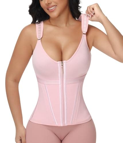 POP CLOSETS Waist Cincher Fajas Postpartum Waist Trainer with Bra Girdle for Women Tummy Control Pink S - Image 1