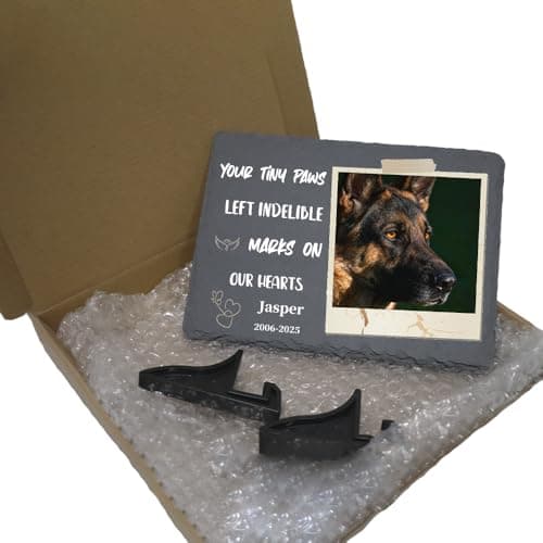 Umitive Dog Memorial Gifts for Loss of Dog, Personalized Pet Memorial Stone, Custom Dog Grave Marker with Name & Photo, Sympathy Gifts for Bereaved Pet Owners, Cemetery Decor (Style M) - Thumbnail 5