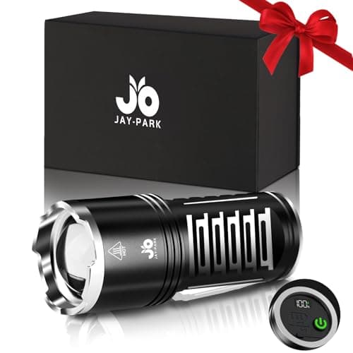 JAY-PARK LED Flashlights High Lumens 100000, Built-in 10800mAh Rechargeable Battery and LCD Power Display, 5 Lighting Modes, Zoomable, for Home, Emergency - Image 1