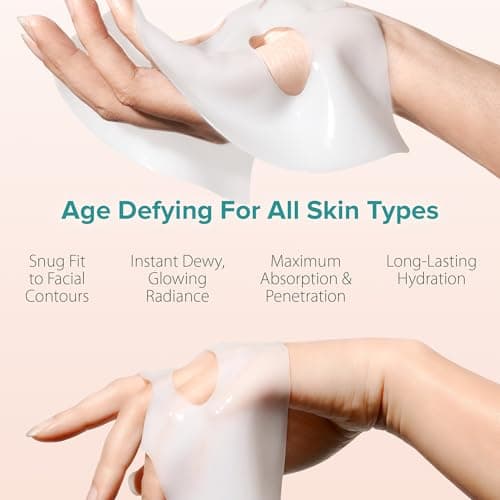 Ebanel Bio Collagen Face Mask, 4-Pack Hydrating Face Masks with 7 Peptides, Hyaluronic Acid, Niacinamide, Centella, Rose Water, Ceramide, and B5, Glass Skin Tightening and Lifting Korean Sheet Masks - Thumbnail 6