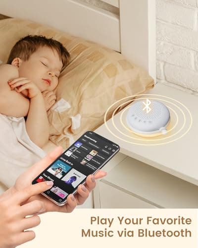 Glocusent 3-in-1 Portable Baby Sound Machine, White Noise Machine for Sleeping, Night Light & Phone Connected Speaker 34 Sounds Timing Function 1000mAh Large Battery Designed for Travel - Thumbnail 4