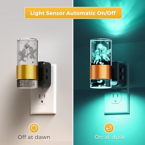 L LOHAS LED Night Lights Plug into Wall,[2-Pack] Dusk to Dawn Nightlight,9 Colors Changing,Adjustable Brightness,Acrylic Decorative Night Lights for Bathroom,Wedding,Birthday Gift - Thumbnail 3