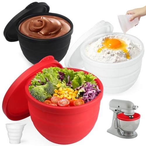 Kitchen Aid Silicone Bowl Insert,Foldable 5qt Silicone Liners for Kitchenaid Mixer Accessories and Attachments,Dishwasher Safe-Food Grade,Silicone Kitchen Aid Bowl Liners for Baking(3 Pack) - Image 1