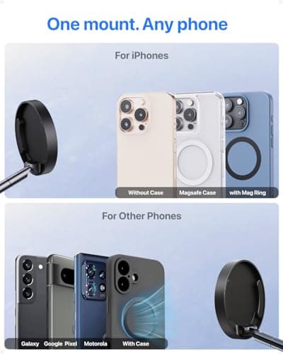 Intoval Vacuum Magnetic Phone Holder for Car, 360 Suction Cup Phone Mount with Snaplock Tech, Adjustable Magnet Stand for Your Car - Fit for Magsafe iPhone, Come with 2 Mag Rings, Flat Nano Sticker - Thumbnail 6