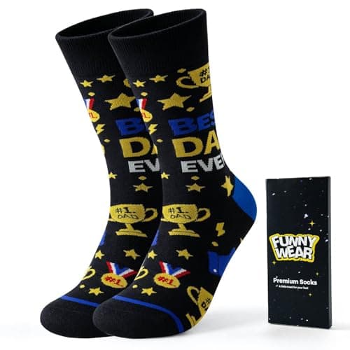 BONANGEL Men's Novelty Cotton Crew Socks, Funny Socks, Father's Day Birthday for Dad from Daughter Son - Image 1