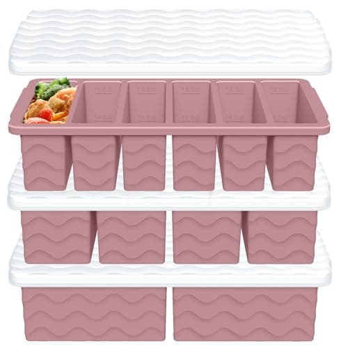 3-Pack Silicone Freezer Trays with Lid,2 Large 2-Cup(500ml)&4 Medium 1-Cup(250ml)&6 Small 1/2-Cup(125ml) Soup Freezer Container Molds,Ice Cube Tray For Meal Prep&Freezing Soup,Stews,Sauces - Image 1