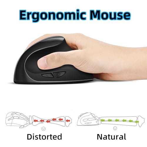 Woddlffy Vertical Mouse,2.4G Wireless Vertical Mouse Small Hand Mouse with 5 Buttons 1000/1200/1600 DPI Ergonomic Mouse for Office - Thumbnail 4