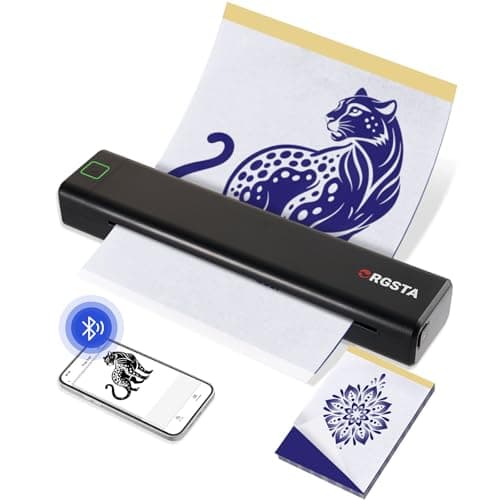 ORGSTA Tattoo Stencil Printer, Wireless Thermal Tattoo Printer with 10pcs Transfer Paper, Compatible with Phone/Tablet/PC, Tattoo Supplies for Tattoo Artists & Beginner - S008
