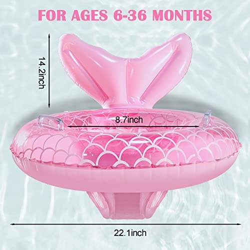KISSHAKE Baby Pool Float, Mermaid Baby Swimming Float, Toddler Swim Trainer, Inflatable Pool Floats for Toddlers, Water Toys, Infant Swim Floats, Toddler Floaties, Kids Beach Toys Summer Essentials - Thumbnail 6
