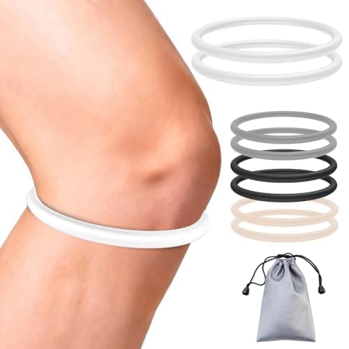 2PCS Patella Band for Knee Pain Relief, Silicone Patellar Tendon Support Strap Brace for Basketball, Running, Jumpers Knee, Tennis, Tendonitis, Soccer and Hiking, Women and Men, Includes Storage Bag (White) - Image 1
