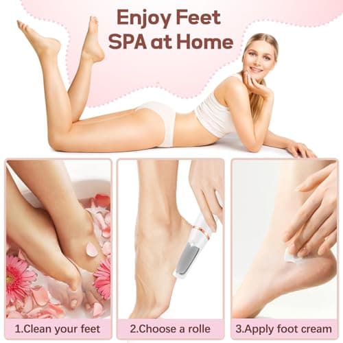 ZABOUL Electric Foot Callus Remover Rechargeable Portable Electric Foot File Pedicure Tool Kit, Smooth Pedicure Wand for Feet Care, Removes Dry Hard & Dead Skin, Ideal Gift - Thumbnail 5