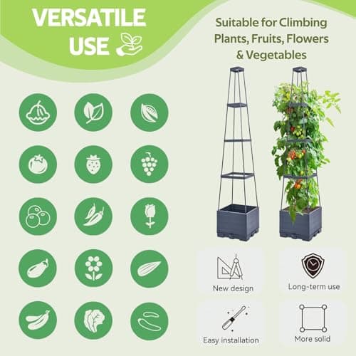 Self Watering Tomato Planter for Growing Tomatoes - 55" Raised Garden Bed Planter Box with Trellis for Climbing Plants - Tomato Support Cage for Vine Vegetables Flowers Greenhouse Indoor Outdoor - Thumbnail 5