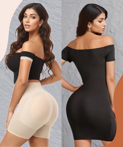 Figninget Hip Pads For Women Hip Dip Pads Shapewear Shaping Shortss Tummy Control Panties Butt Padded For Bigger Butt Beige L - Thumbnail 2