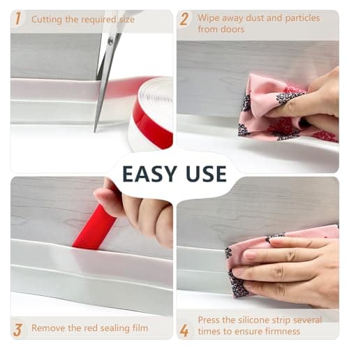 【2026 New Upgrade】 Wide Silicone Weather Stripping Door Seal with Strong Adhesive 3" x 17 ft, Draft Stopper Tape for Door Frame, Side and Bottom Gaps Strip for Glass Shower, Black - Thumbnail 6