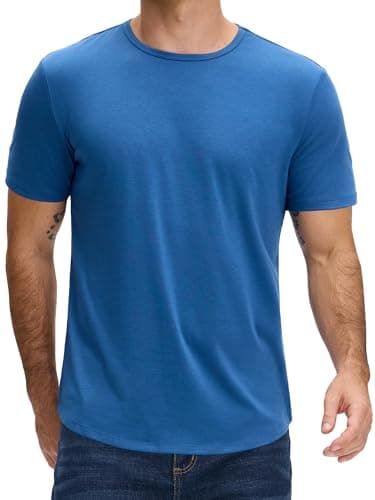 JEMLDL Mens T Shirts Short Sleeve Summer Quick Dry Tees Running Workout Longline Shirts for Men Gray Blue XXL - Image 1