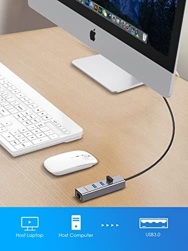LENTION 3- Port USB to Ethernet Adapter, USB 3.0 to RJ45 Ethernet Adapter Compatible with 2025-2016 MacBook Pro, 2025-2018 Mac Air, Surface pro, Chromebook, A Port Laptops(H23s-0.5M, Space Gray) - Thumbnail 6