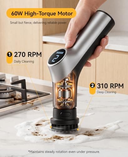 Electric Spin Scrubber,Cordless Power Shower Scrubber with 6 Replaceable Brush Heads,120 Mins Runtime Cleaning Brush with Adjustable Extension Arm for Bathroom,Tub,Tile,Floor - Thumbnail 3