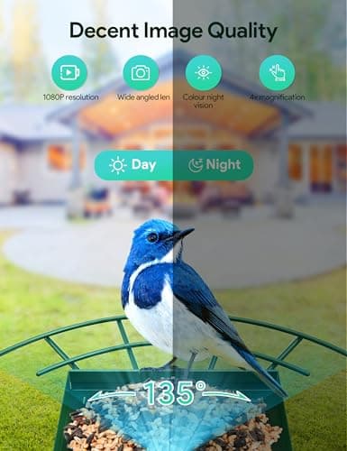 Osoeri Bird Feeder with Camera, Camera Bird Feeder for Outside, Solar-Powered, Smart AI Identify Birds, Auto Capture Video & Instant Arrival Alert, Ideal Gift for Family and Birdlover - Thumbnail 4