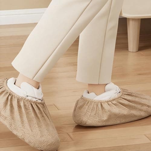 Disposable Non-Slip Shoe Covers Non-woven cover shoesWaterproof Recyclable Booties, Protector for Construction,Offices,Indoor Floor Carpet,One Size Fits All - 50 Pack (25 Pairs) (Brown) - Thumbnail 2