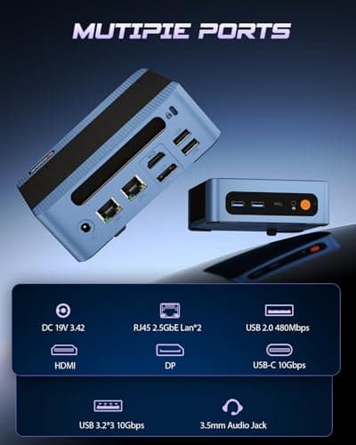 BOSGAME E5 11 Pro Mini PC Ryzen, 5300U 4-core 8-Thread, Dual LAN Desktop 8GB DDR4 256GB SSD Computers, Triple Displays HDMI 2.0x1, DisplayPortx1, USB-C x1, Wi-Fi 5, BT 5.0 - Thumbnail 5