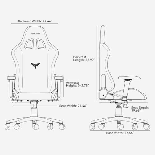 VENTUVIBE Gaming Chair 4D Adjustable Armrests - 170° Reclining & 320lb Capacity, High Back Ergonomic Computer Chair with Lumbar Support, Office Game Chair for Adults, PU Black - Thumbnail 3