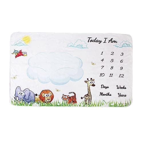 vmaisi Baby Milestone Blanket Gifts - Newborn Boy & Girl Monthly Year Infant Growth Blankets Nursery Swaddling Blankets (Blue Cloud, Single Printed) - Image 1