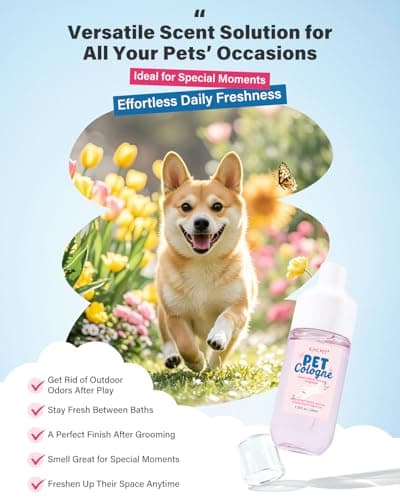 GJYC PET Dog & Cat Cologne | Long-Lasting Classic Powdery Scent | Fur-Conditioning, Non-Sticky Odor Control Formula | Travel-Friendly, 3.38 fl. oz - Thumbnail 3