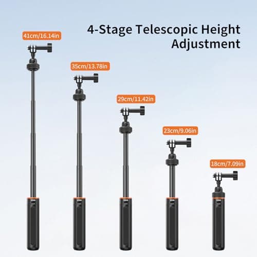 VRIG 40cm/15.7" Telescopic Action Camera Selfie Stick Tripod, AC-80 Lightweight & Portable Vlog Handle Grip for DJI Osmo Action 6/Nano/ 5 Pro/ 4, Insta 360 Ace Pro 2/ Ace, Go Pro Hero 13/12, More - Thumbnail 5