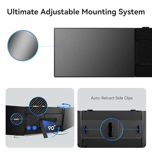 Larksmile Triple Screen Laptop Monitor Extender, One Cable Setup 14-inch IPS Triple Monitor, FHD 1080P Extra Multi-Screen Attachment, Portable Travel External Display for Laptop Mac Windows - Thumbnail 5